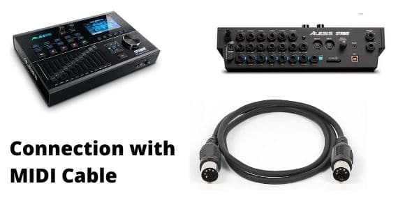 Connection drum module with midi cable